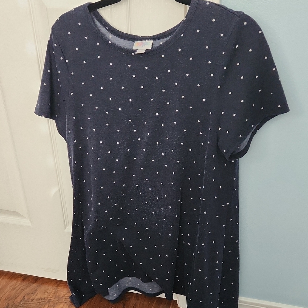 LuLaRoe Blue Short Sleeve T-Shirt with Polka Dots